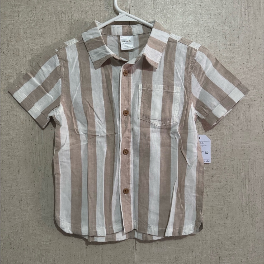 Little Co boys short sleeve button down shirt